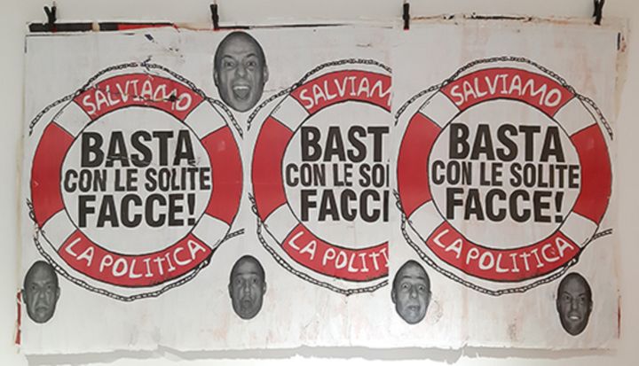 Collages intitolato "bastafacce-b.jpg" da Pino Boresta, Opera d'arte originale