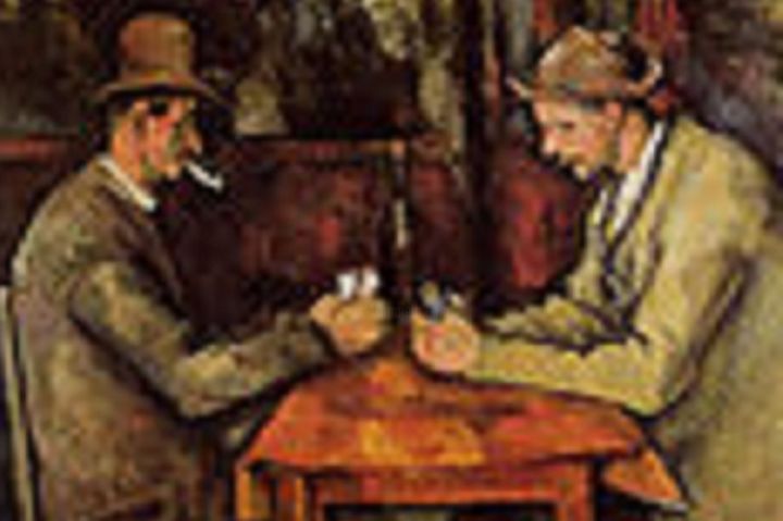 Painting titled "THE CARD PLAYERS by…" by Don Hall Art, Original Artwork, Oil
