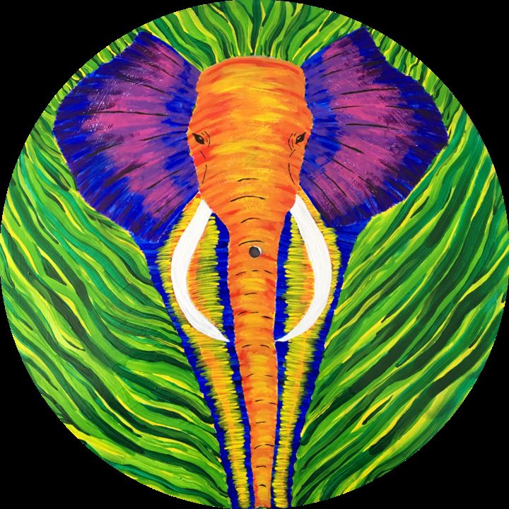 Painting titled "Rainforest Elephant" by Pinto Acryl By Ulrike, Original Artwork, Acrylic