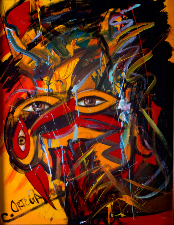 Pintura intitulada "el-condor-y-el-agui…" por Pintor Ortega Maila, Obras de arte originais, Acrílico