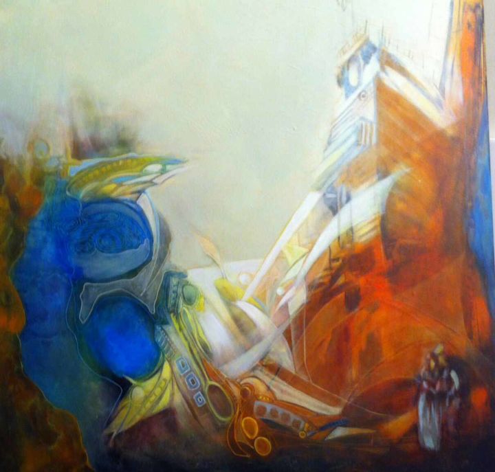 Painting titled "The mill" by Isabel Hanewald, Original Art, Acrylic