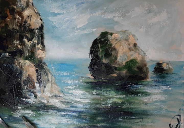 Картина под названием "Этюд море" - Юлия Пиняева, Подлинное произведение искусства, Масло
