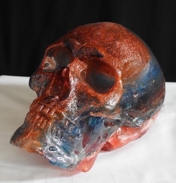 Sculpture titled "Skull #8#" by Pio30, Original Artwork, Resin