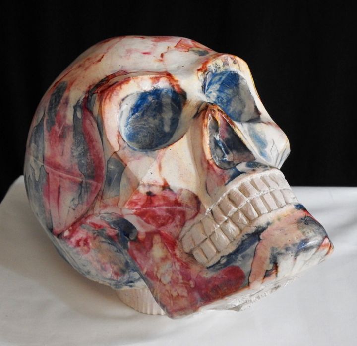Sculpture titled "#Skull18#" by Pio30, Original Artwork, Plaster
