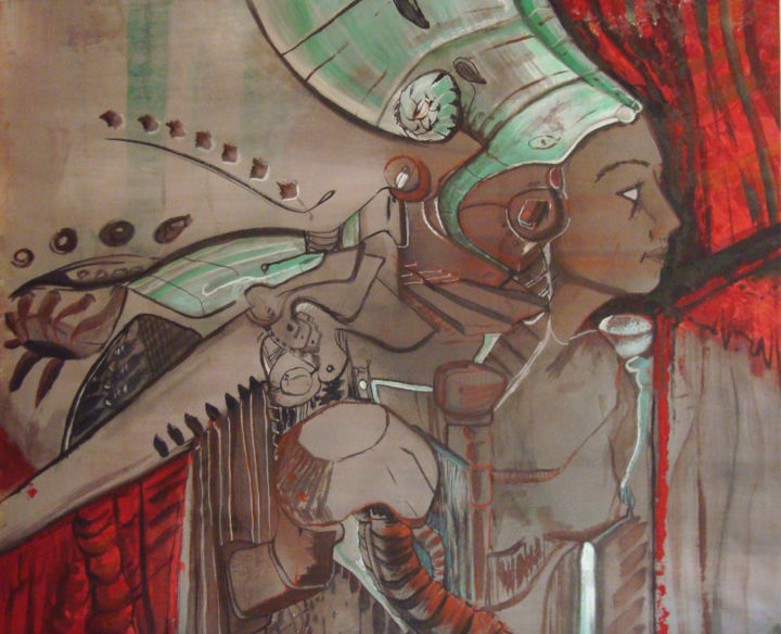 Pittura intitolato "“Bio-meccanico lei”" da Pio30, Opera d'arte originale, Acrilico