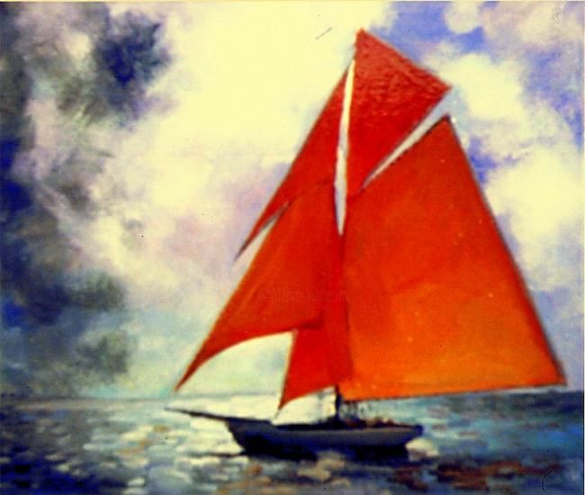 Картина под названием "яхта 2" - Игорь Паутов, Подлинное произведение искусства, Масло