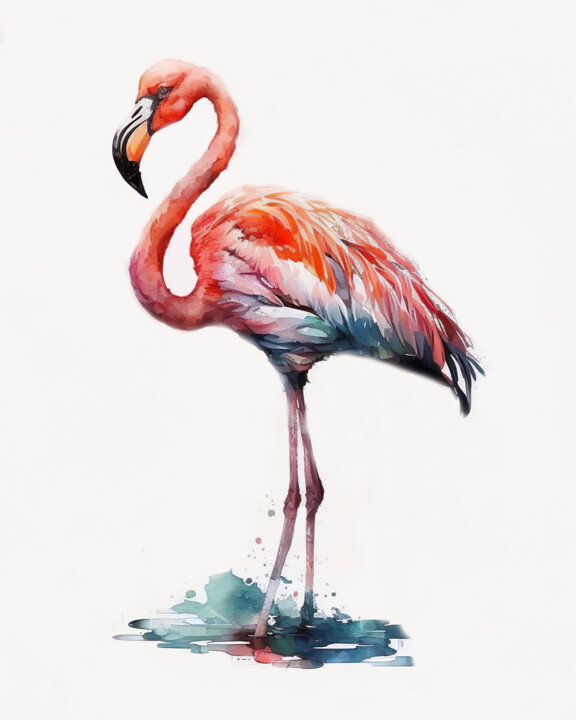 Digitale Kunst mit dem Titel "Flamingo" von Piotr Alaborski, Original-Kunstwerk, Digitale Malerei