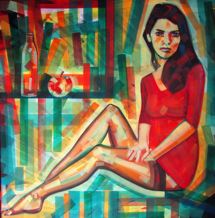 Peinture intitulée "Eve and Her Apple" par Piotr Kachny, Œuvre d'art originale, Huile