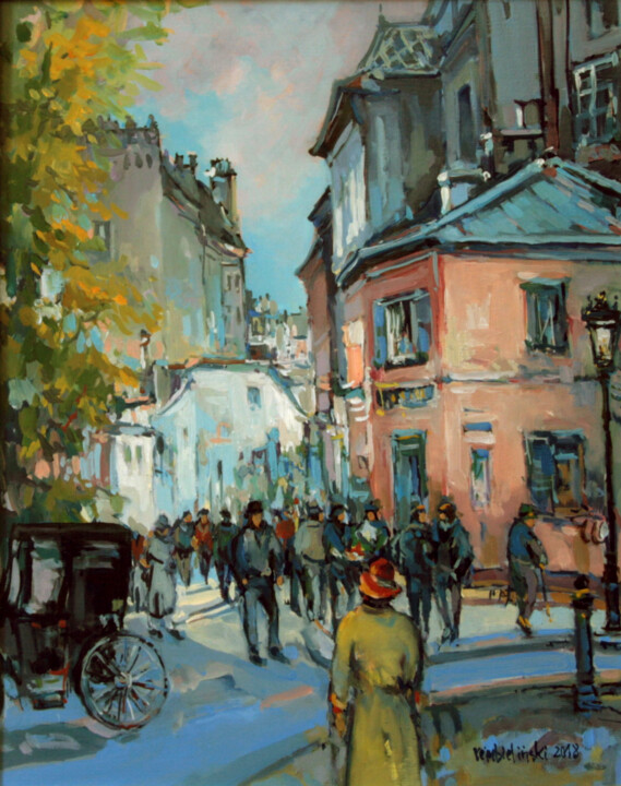 Painting titled "Paris, Montmartre,…" by Piotr Rembielinski, Original Artwork, Oil