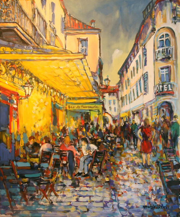 Peinture intitulée "Cafe Van Gogh, Arles" par Piotr Rembielinski, Œuvre d'art originale, Acrylique