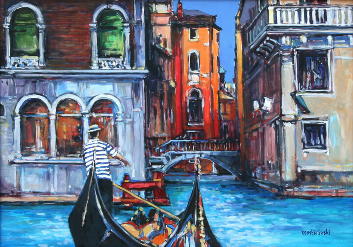 Painting titled "In Venice" by Piotr Rembielinski, Original Artwork, Acrylic