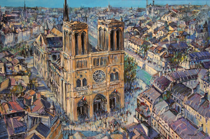 Painting titled "Notre Dame" by Piotr Rembielinski, Original Artwork, Acrylic