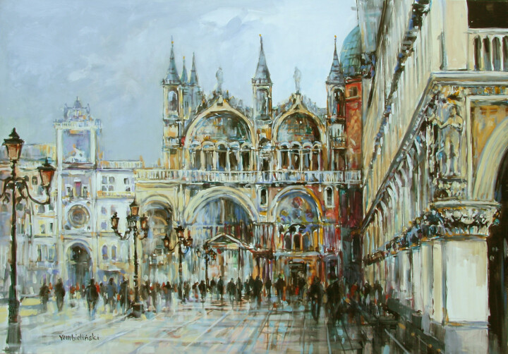 Painting titled "Venice, Piazzetta S…" by Piotr Rembielinski, Original Artwork, Acrylic