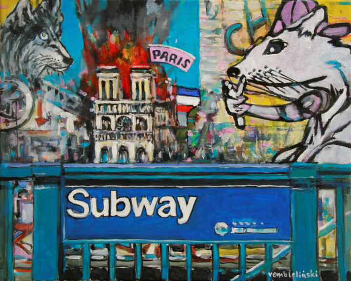 Painting titled "American graffiti" by Piotr Rembielinski, Original Artwork, Acrylic