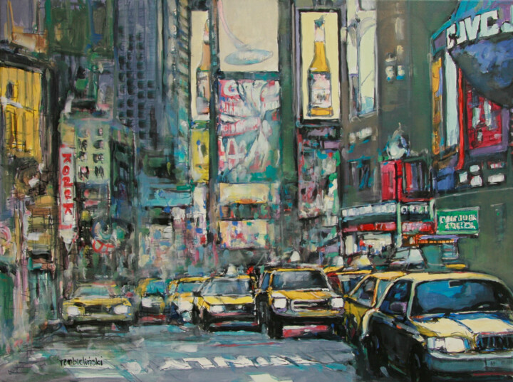 Peinture intitulée "City Lights - NYC B…" par Piotr Rembielinski, Œuvre d'art originale, Acrylique