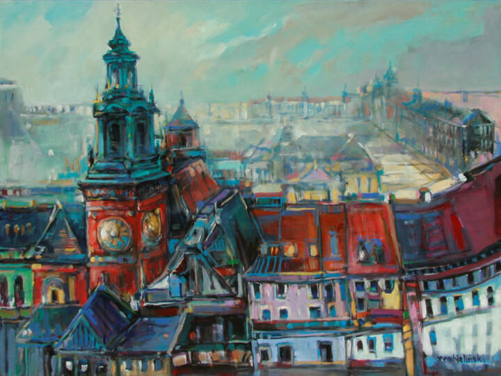Painting titled "Cracow" by Piotr Rembielinski, Original Artwork, Acrylic