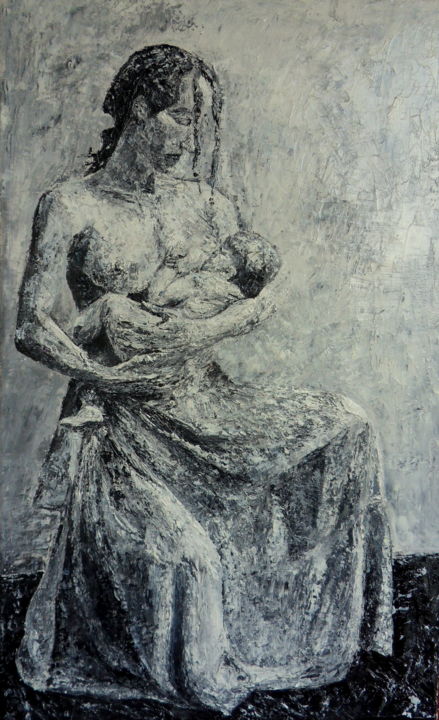 Pintura intitulada ""Mother"" por Piotr Solecki, Obras de arte originais, Óleo