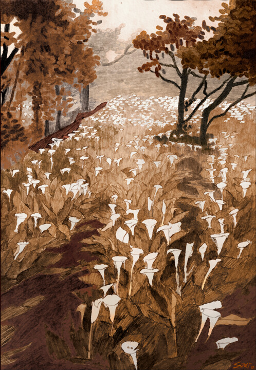 Dessin intitulée "Calla Lilies" par Piotr Szerszynski, Œuvre d'art originale, Travail numérique 2D