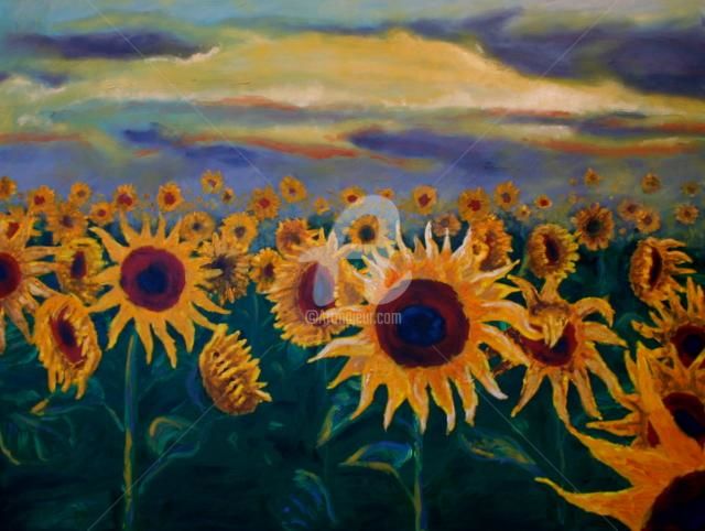 Painting titled "sunflowers" by Piotr, Original Artwork