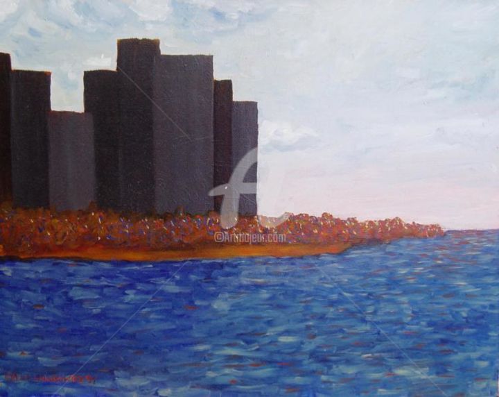 Painting titled "Chicago landscape" by Piotr, Original Artwork