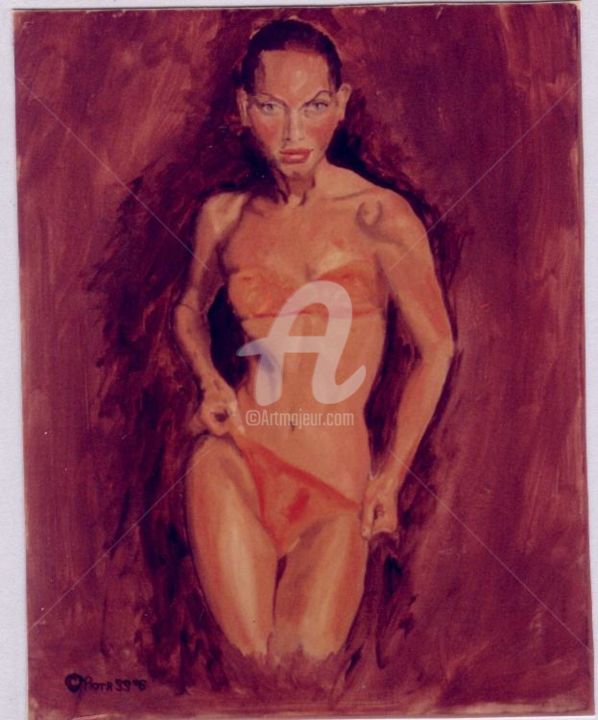Painting titled "Girl in a bikini" by Piotr, Original Artwork