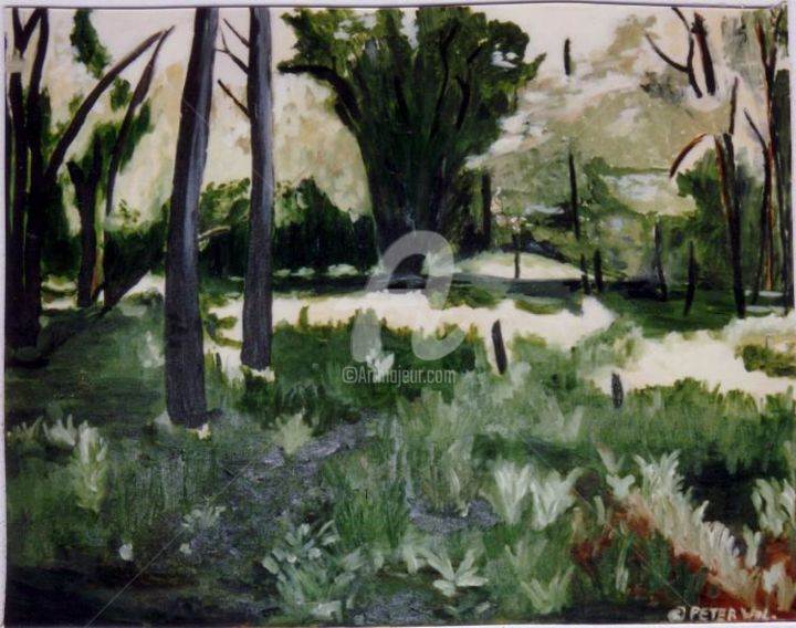 Peinture intitulée "Forest Scene" par Piotr, Œuvre d'art originale