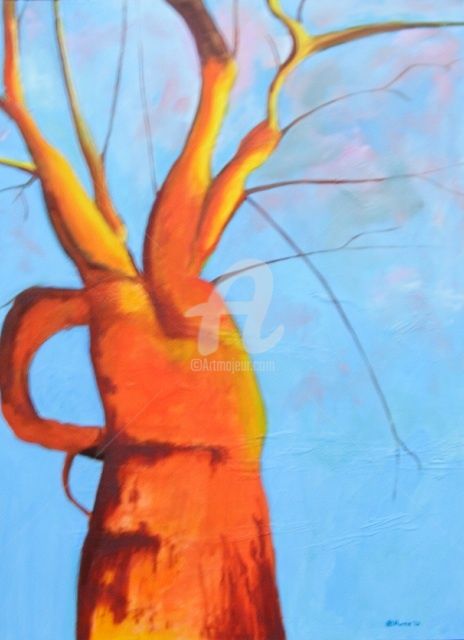 Schilderij getiteld "Carrot tree #2" door Piotr, Origineel Kunstwerk, Olie