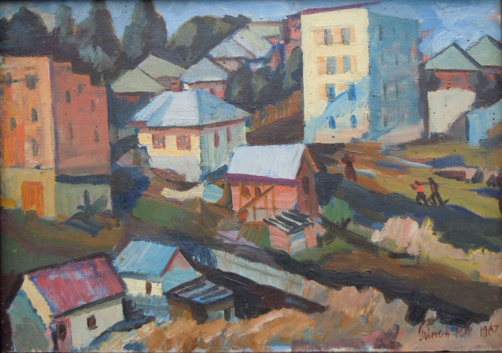 Painting titled "Новый Масив / New D…" by Petro Pipan, Original Artwork, Oil