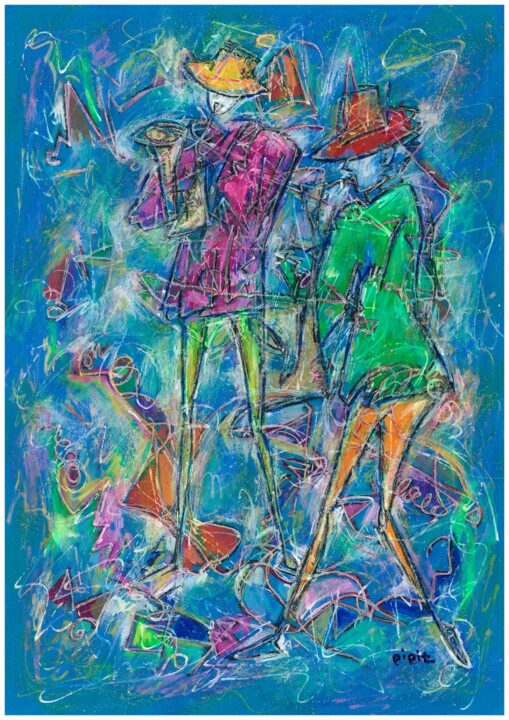 Painting titled "Playing in harmony" by Pipit Yamamoto, Original Artwork, Marker