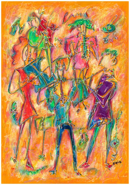 Pintura intitulada "Playing cheerfully" por Pipit Yamamoto, Obras de arte originais, Acrílico