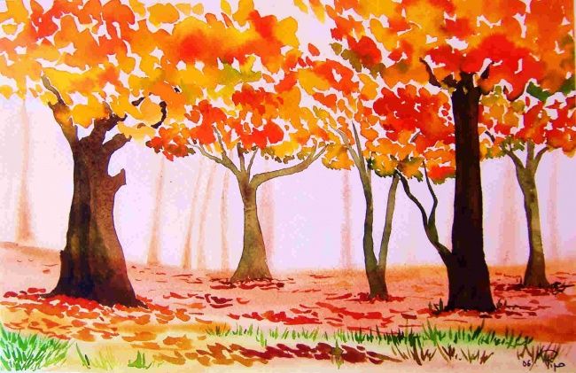 Картина под названием "otoño" - Pipo Jost Nicolas, Подлинное произведение искусства, Акварель