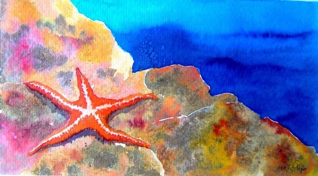 Painting titled "estrella de mar" by Pipo Jost Nicolas, Original Artwork, Watercolor