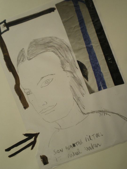 Dessin intitulée "Virtual Avatar" par Piquereau Gilles, Œuvre d'art originale, Crayon