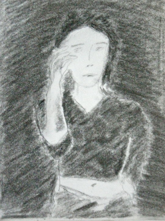 Dessin intitulée "Pensive" par Piquereau Gilles, Œuvre d'art originale, Graphite