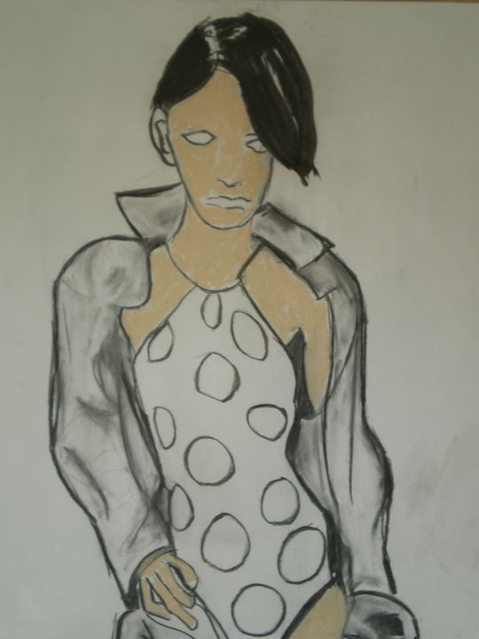 Dessin intitulée "Baby doll en chanel" par Piquereau Gilles, Œuvre d'art originale,