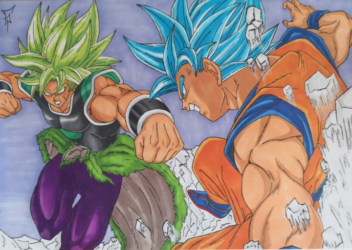 Desenho intitulada "Goku vs Broly" por Frankie Pires De Sousa (FP), Obras de arte originais, Marcador