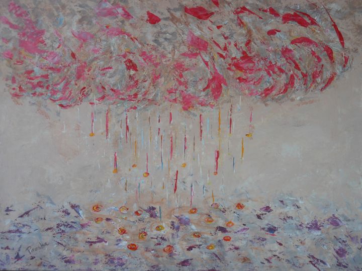 Peinture intitulée "Chant de la Pluie" par Piroska Fekete Fkt, Œuvre d'art originale, Acrylique