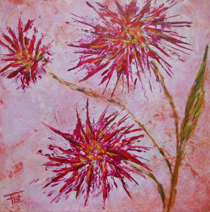 Painting titled "Les Fleurs du Coeur" by Piroska Fekete Fkt, Original Artwork, Acrylic