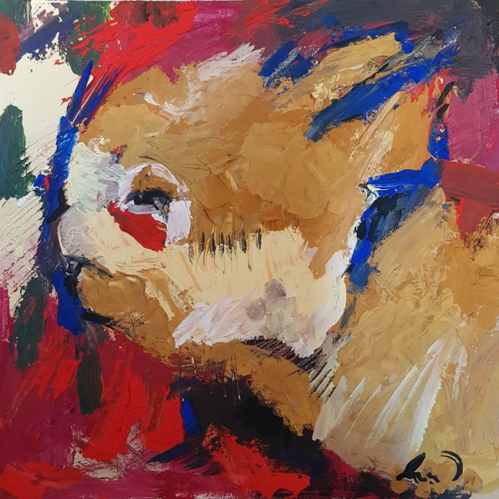 Painting titled "The cat" by V, Original Artwork, Oil