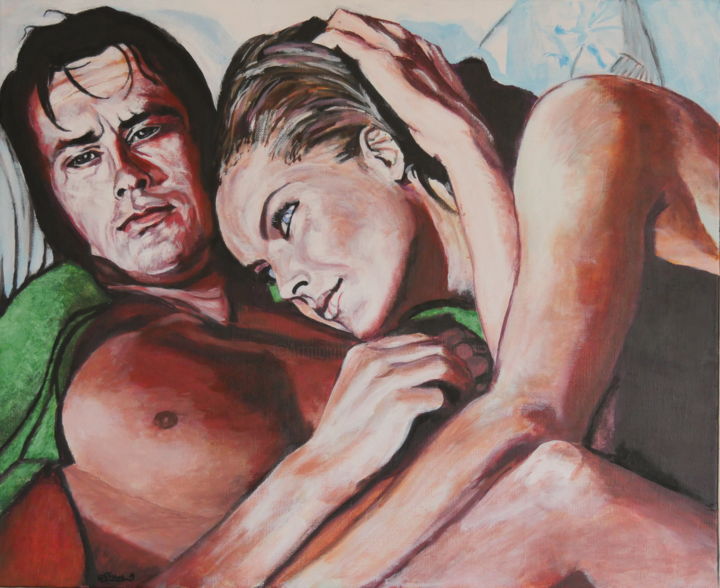 Peinture intitulée "La piscine" par Gerard Pisson, Œuvre d'art originale, Acrylique Monté sur Châssis