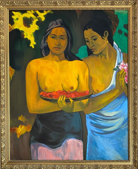 Peinture intitulée "D'après Gauguin "De…" par Gerard Pisson, Œuvre d'art originale, Huile