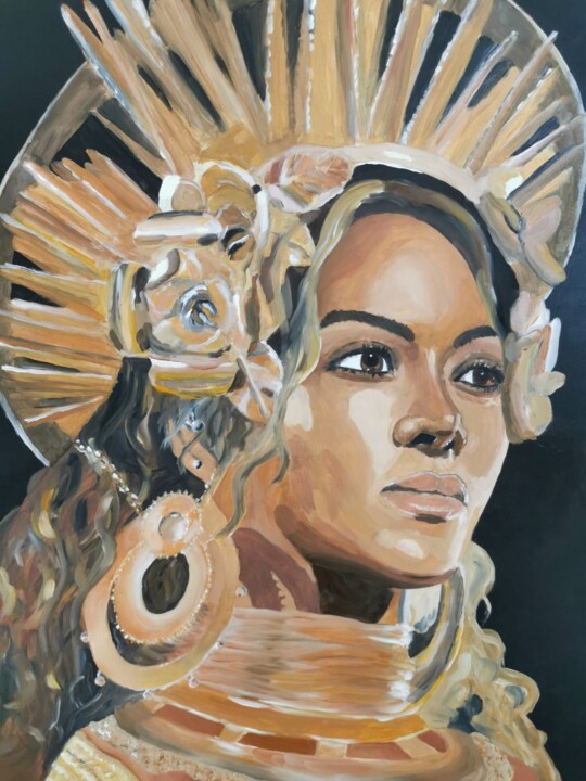 Schilderij getiteld "Beyonce" door Pistonae, Origineel Kunstwerk, Olie