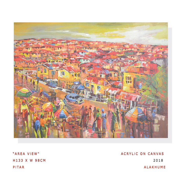 Картина под названием "Area View" - Pitar Alakhume Signature Art Gallery, Подлинное произведение искусства, Акрил
