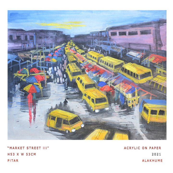 Market Street Iii, Painting by Pitar Alakhume Signature Art Gallery