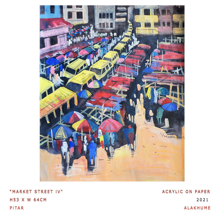 Peinture intitulée "Market Street Iv" par Pitar Alakhume Signature Art Gallery, Œuvre d'art originale, Acrylique