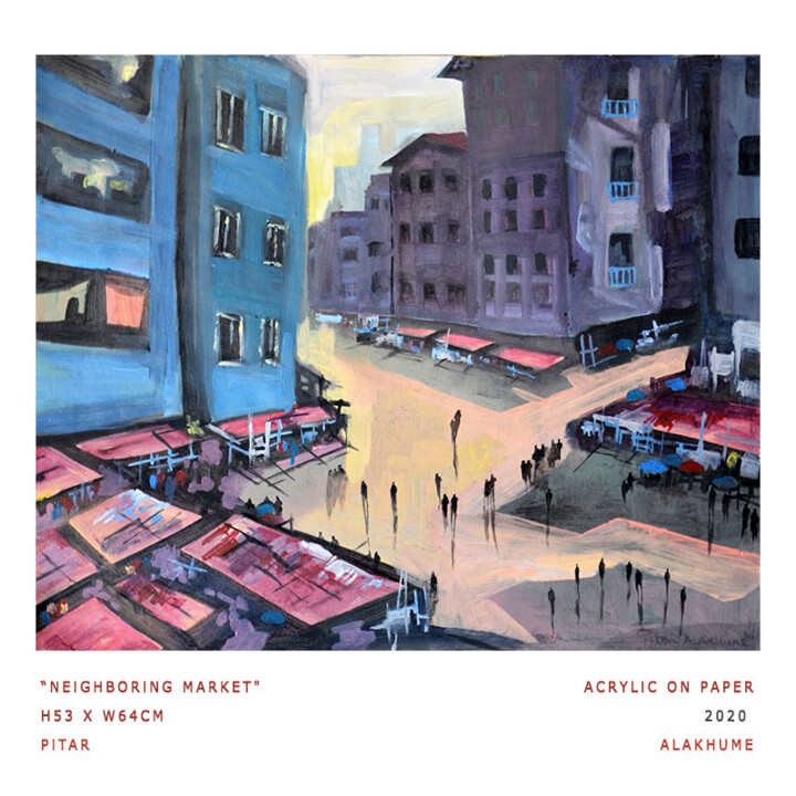 "neighboring Market" başlıklı Tablo Pitar Alakhume Signature Art Gallery tarafından, Orijinal sanat, Akrilik