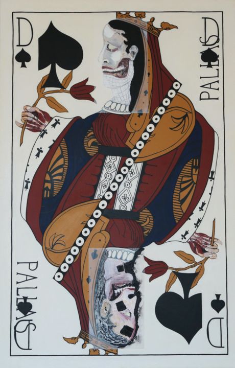 Peinture intitulée "Le Jeu de 34 cartes" par Pitout Bnjrbv, Œuvre d'art originale, Huile Monté sur Châssis en bois