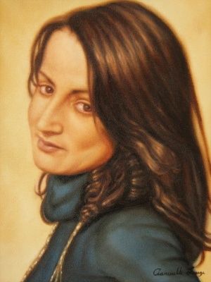 Painting titled "Adriana_a_14_anni.j…" by Luigi Cianciulli, Original Artwork, Oil
