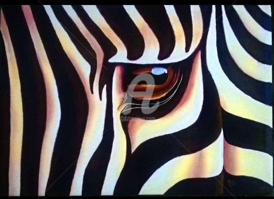 Peinture intitulée "Zebra eye" par Pio, Œuvre d'art originale, Acrylique
