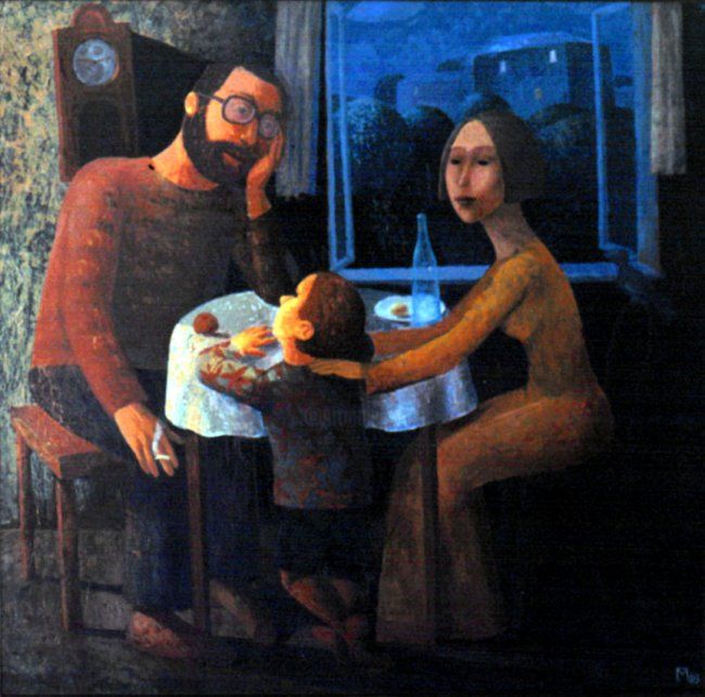Картина под названием "Family" - Mikhail Pivovarov, Подлинное произведение искусства